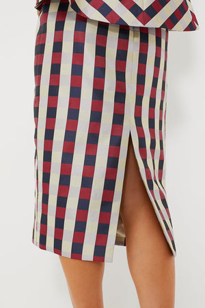 Bordeaux Check Jacquard Cynthia Skirt