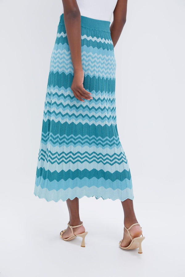 Aqua Crochet Stripe Sylvie Skirt