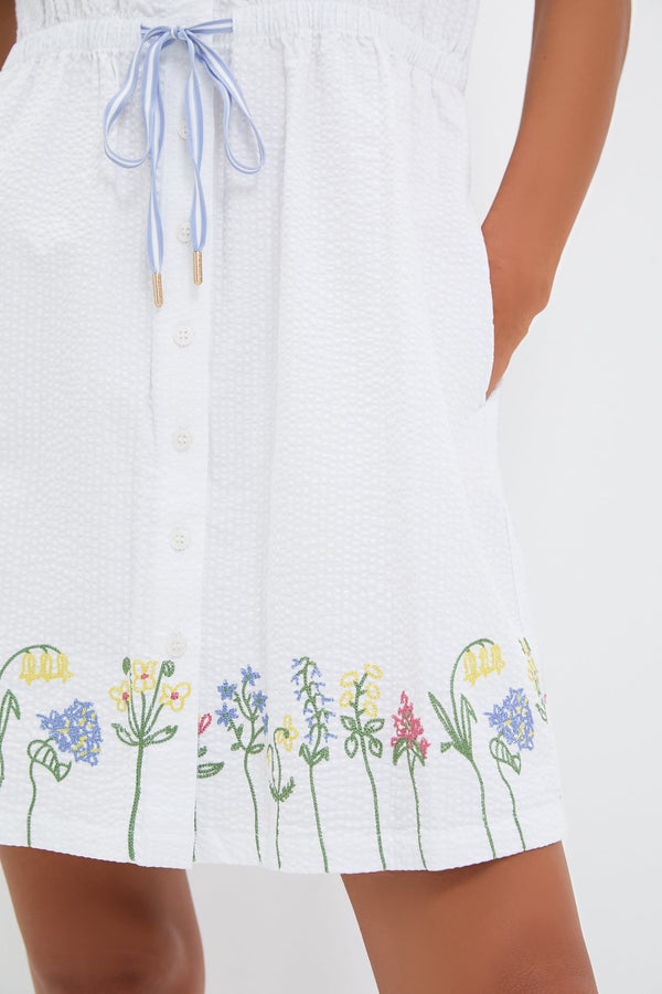 White Embroidered Sleeveless Seersucker Alcott Golf Dress