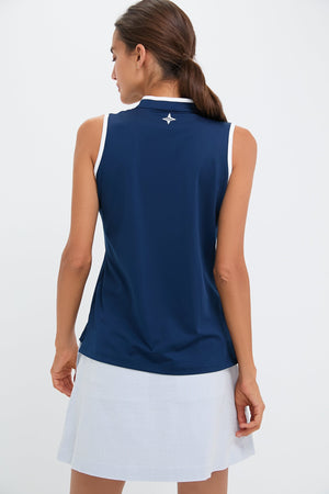 Navy Sleeveless Connors Mock Neck