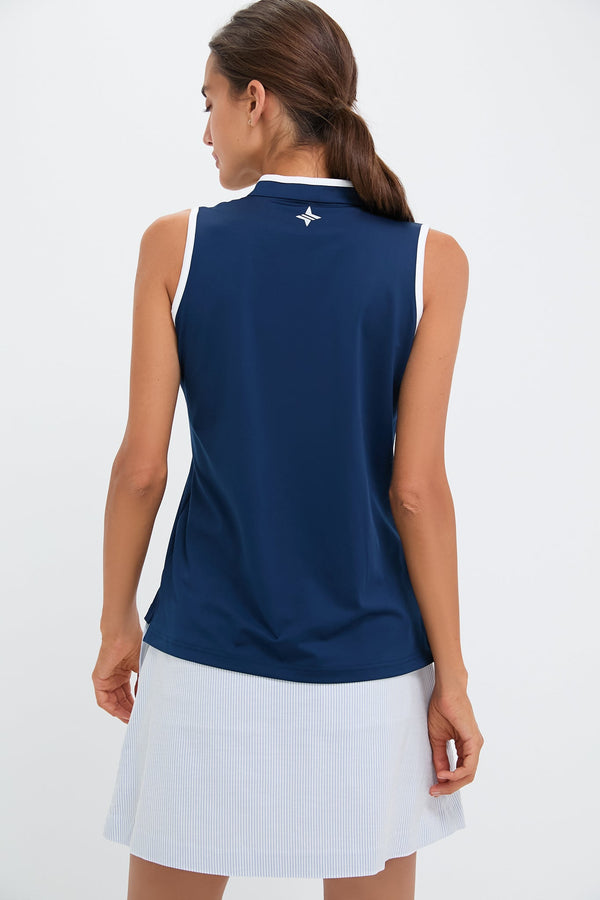 Navy Sleeveless Connors Mock Neck