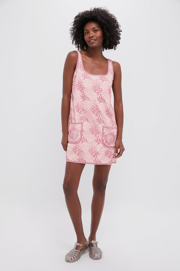 Dusty Rose Nautilus Shell Mini Terrycloth Dress Coverup