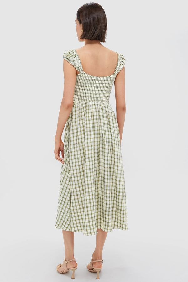 Sage Gingham Seersucker Amy Dress