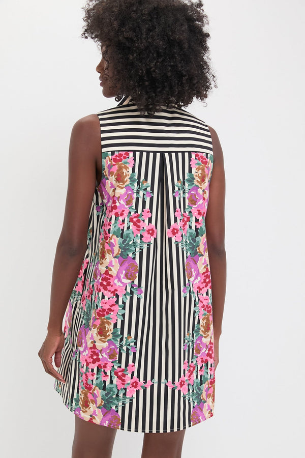 Flowering Trellis Taffeta Sleeveless Charlie Dress