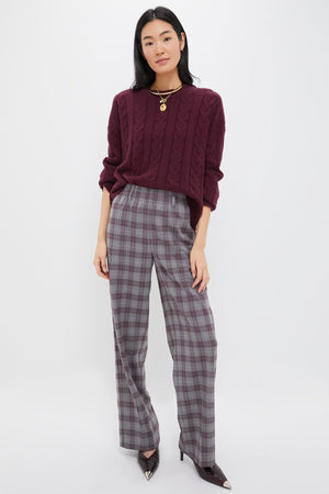 Winetasting Plaid Straight Leg Louis Pants