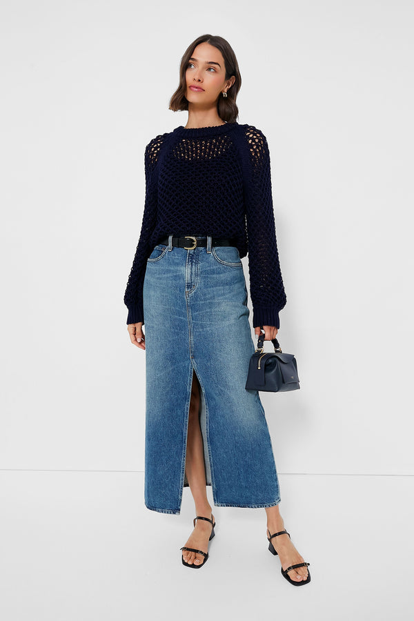 Navy Crochet Knit Jules Sweater