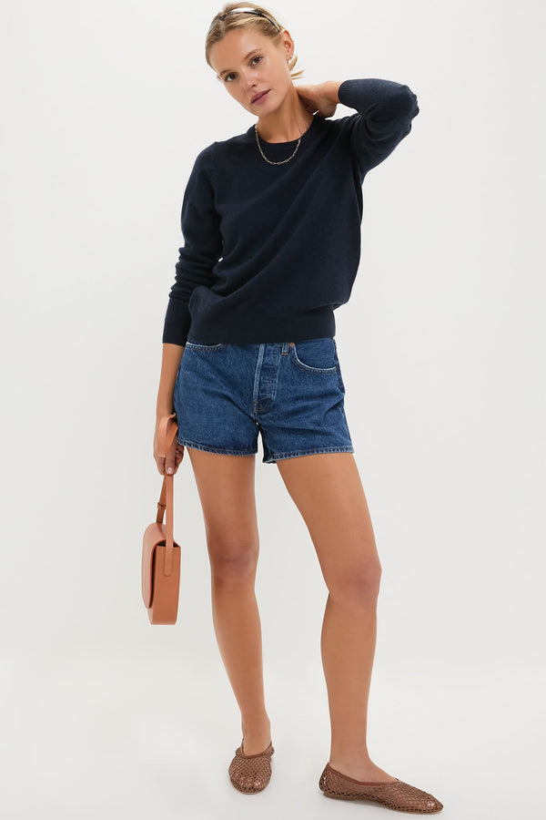 Navy Cashmere Crewneck Sweater