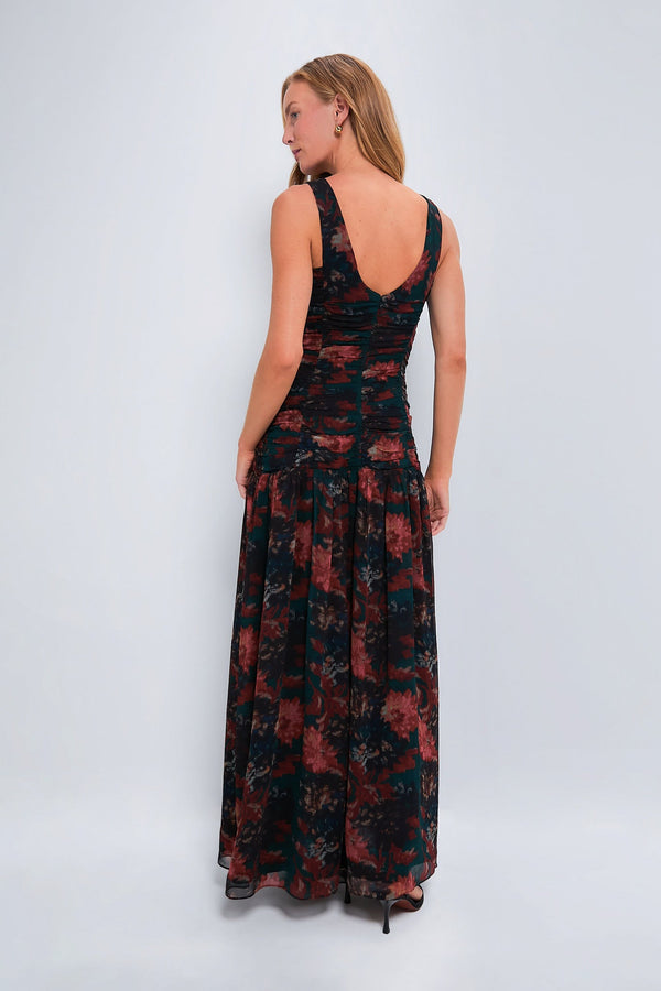 Persimmon Floral Chiffon Eloise Dress