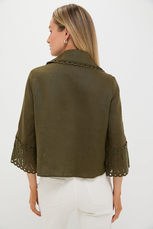 Army Green Linen Jones Blouse