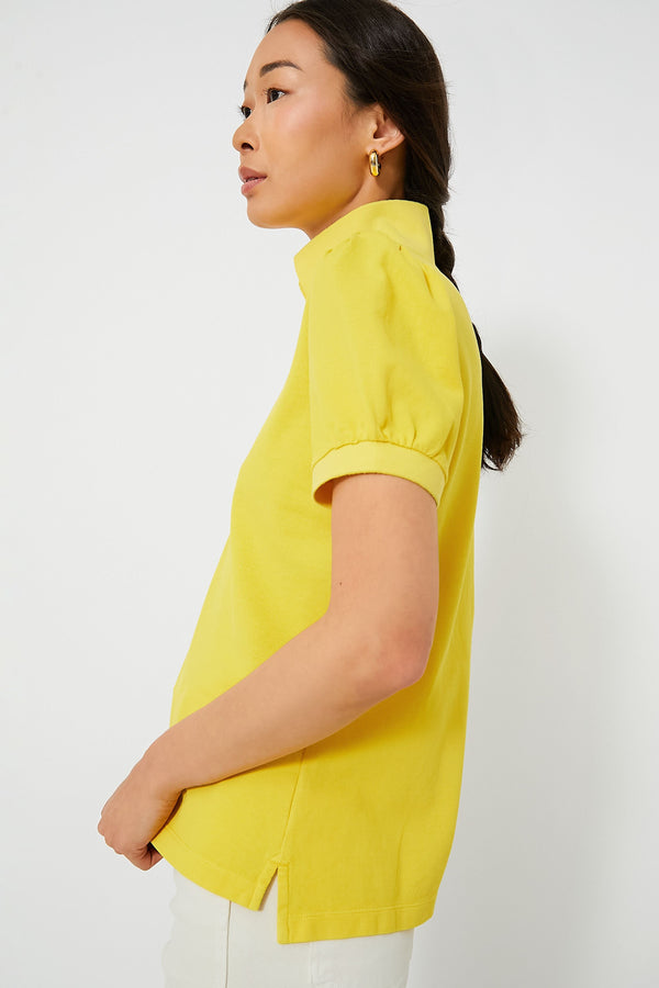 Yellow Pique Puff Sleeve Peggy Polo