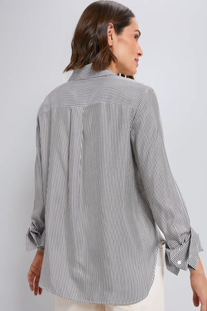 White Grey Stripe Boyfriend Shirt