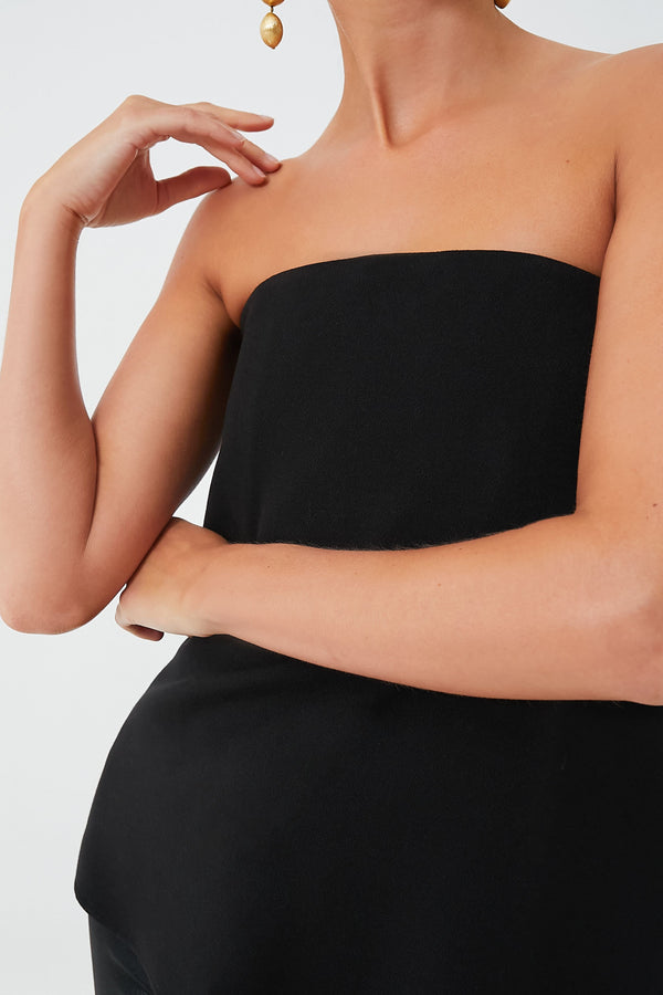 Strapless Noir Crepe Marin Top