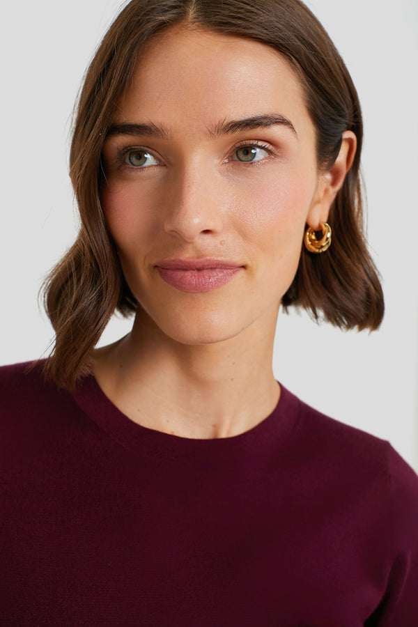 Oxblood Cashmere Silk Blend Katie Tee