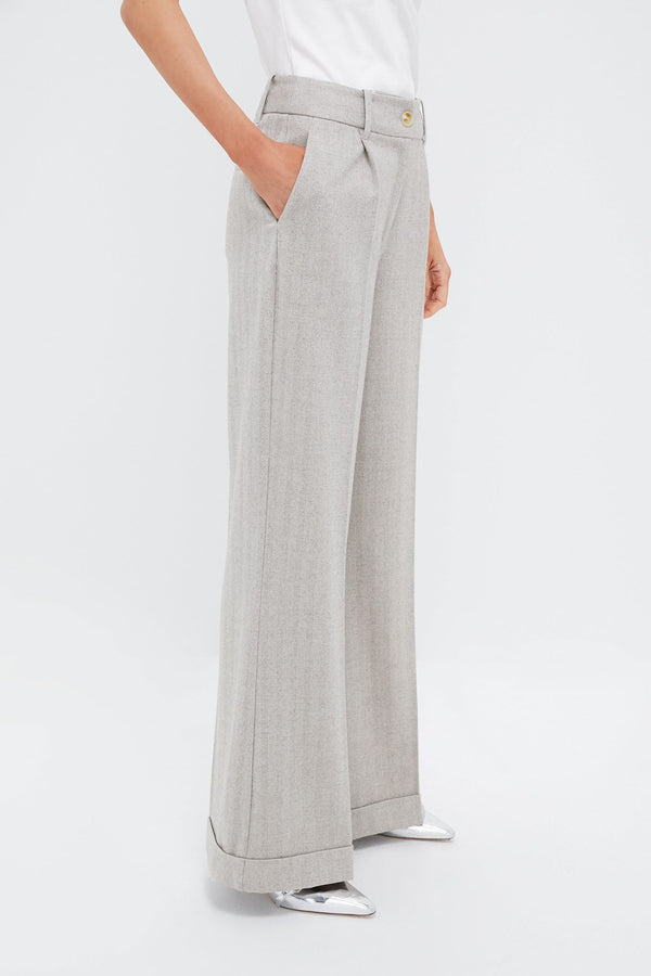 Gray Cuffed Wide Leg Watson Trousers