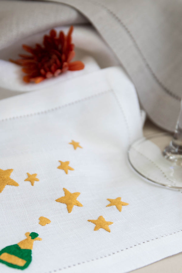 Champagne and Stars Cocktail Napkins Set of 4