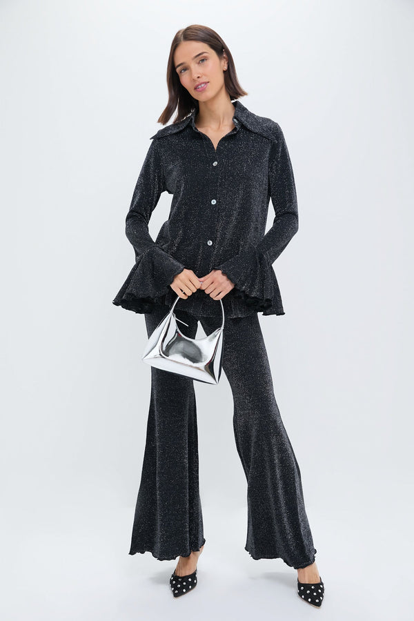 Black Cosmos Lurex Lounge Suit with Pants