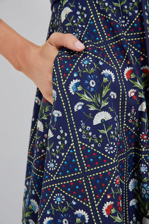 Navy Trellis Greta Dress