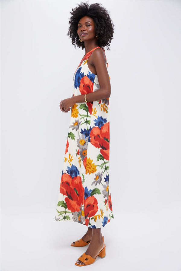 Crimson Poppy Cotton Linen Portia Dress
