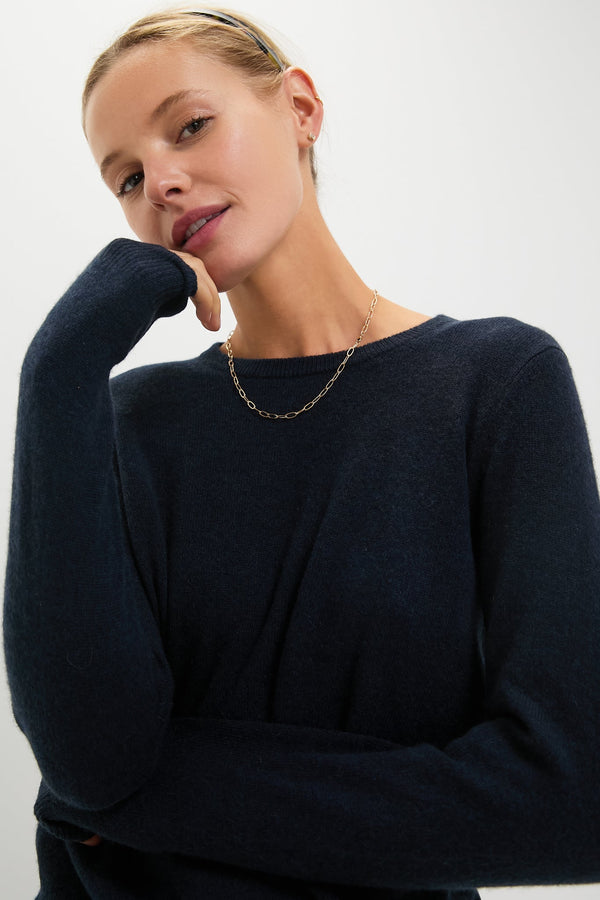 Navy Cashmere Crewneck Sweater