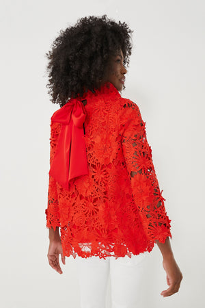 Red Guipure Lace Faye Blouse