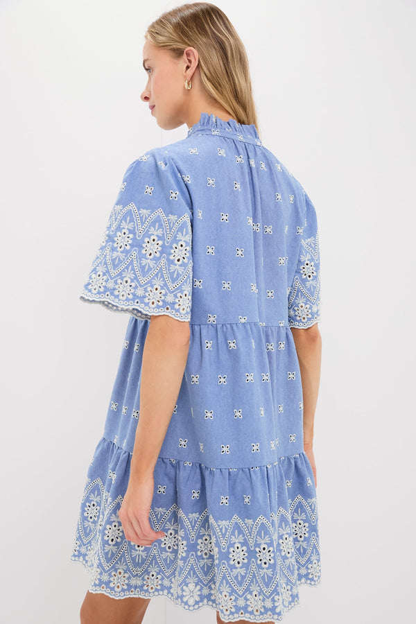 Chambray Embroidered Crawford Dress