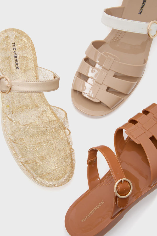 Champagne Glitter Riley Jelly Sandals