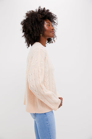 Soft Pink Cashmere Eloise Cableknit Sweater
