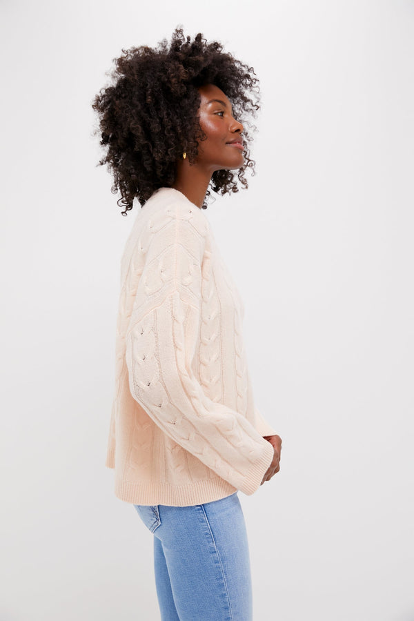 Soft Pink Cashmere Eloise Cableknit Sweater