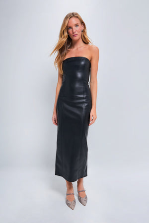 Black Kimberly Vegan Leather Dress
