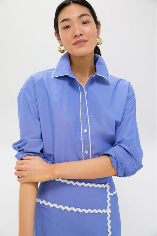 Sail Blue Cropped Jasper Button Down