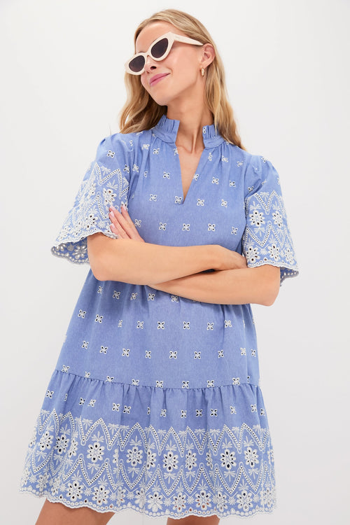 Chambray Embroidered Crawford Dress