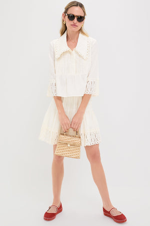 White Linen Eyelet Jones Blouse