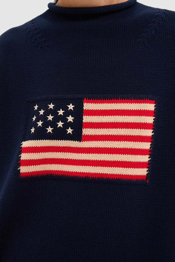 Navy Cotton Americana Sweater
