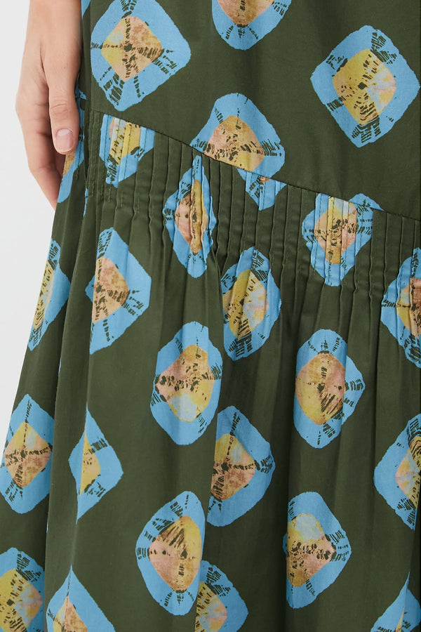 Olive and Aqua Diamond Clary Dress
