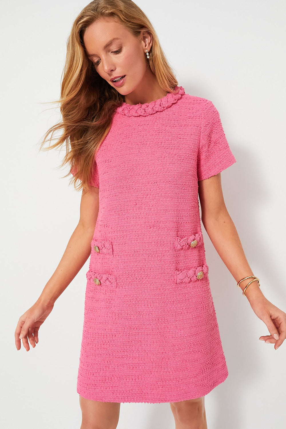 Hot Pink Tweed Jackie Dress