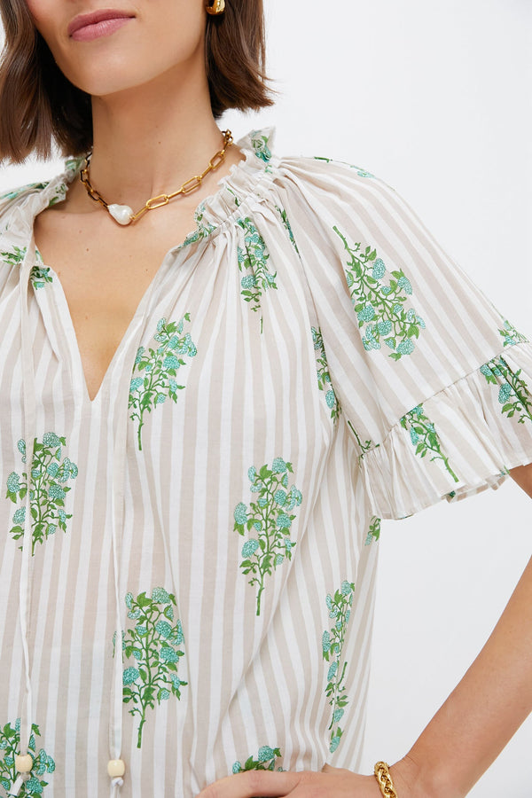 Sand Striped Bouquet Cassis Top