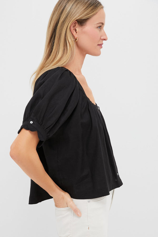 Black Linen Tully Top