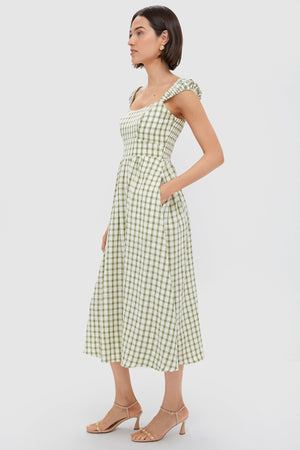 Sage Gingham Seersucker Amy Dress
