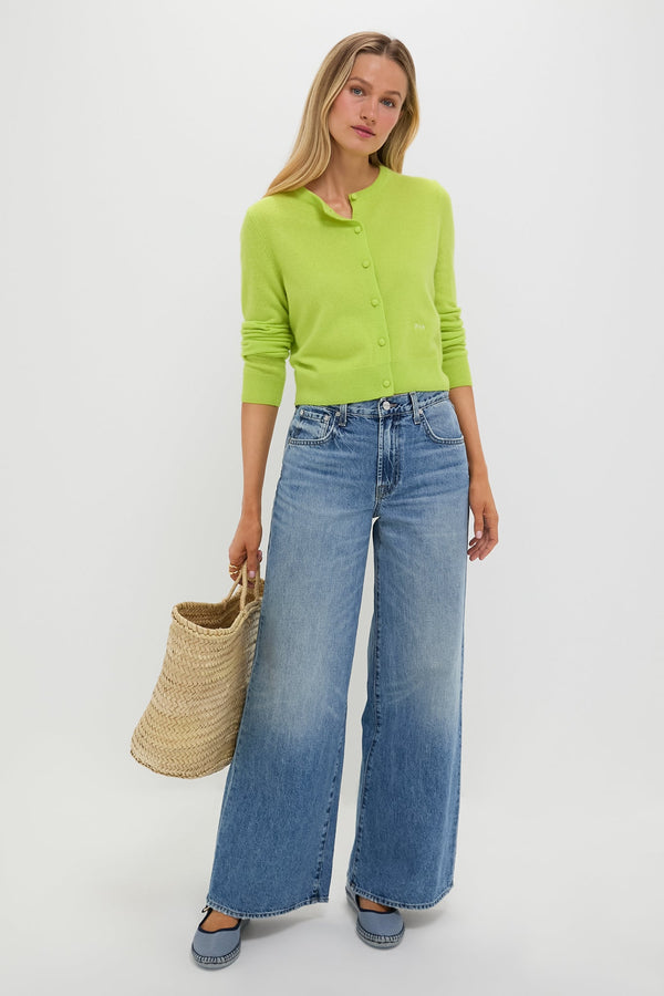 Lime Green Cashmere Riley Cardigan