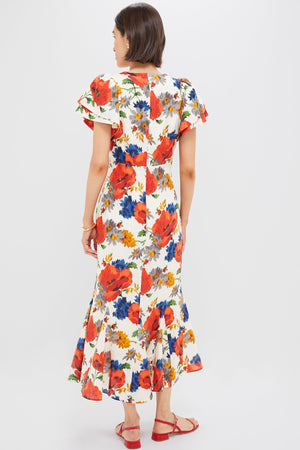 Crimson Poppy Cotton Linen Elodie Dress