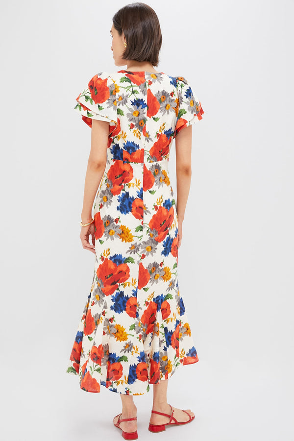 Crimson Poppy Cotton Linen Elodie Dress