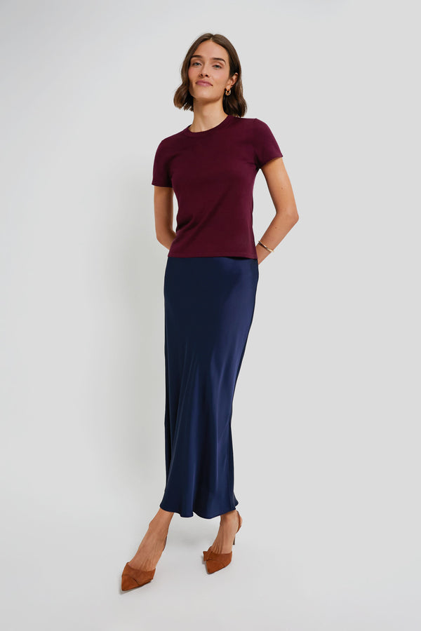 Oxblood Cashmere Silk Blend Katie Tee