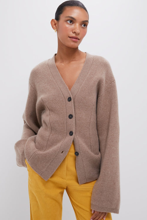 Walnut Paris V-Neck Button Front Cardigan