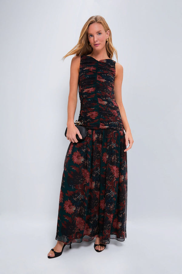 Persimmon Floral Chiffon Eloise Dress