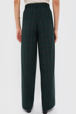 Green Plaid Straight Leg Louis Pants