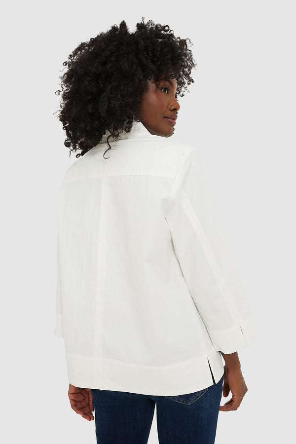 White Margot Stand Collar Blouse