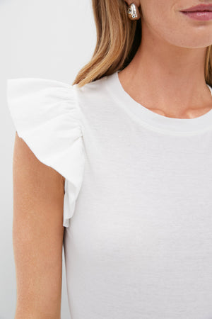 White Kaia Flutter Sleeve Tee