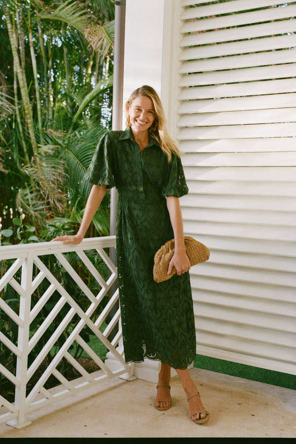 Olive Eyelet Delaney Dress
