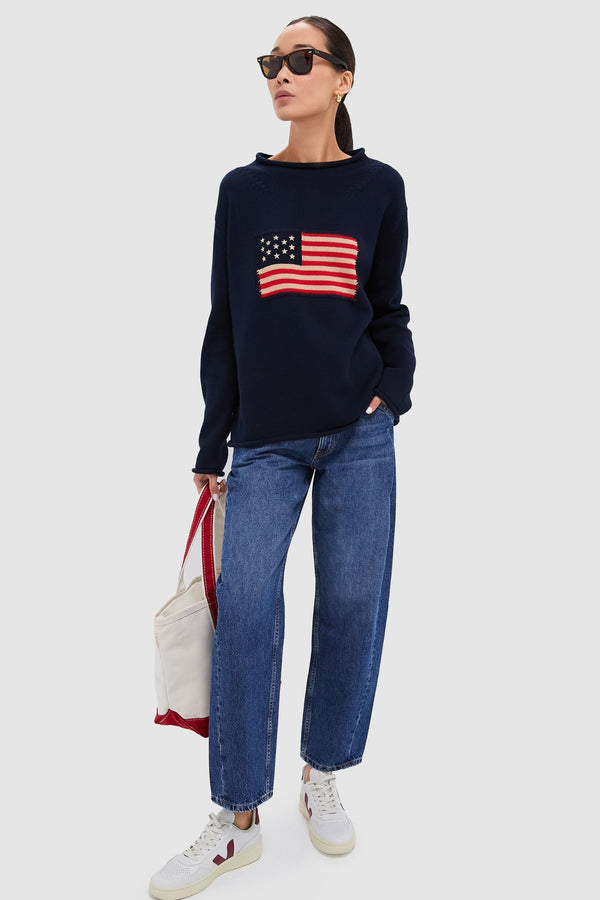 Navy Cotton Americana Sweater