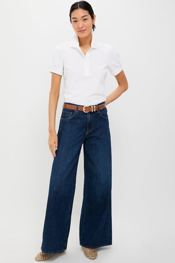 White Pique Puff Sleeve Peggy Polo